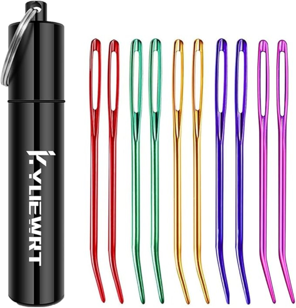 10Pcs Yarn Darning Tapestry Needle,Large Big Eye Weaving Needle Bent Needles with Aluminum Storage Tube